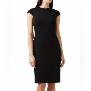 Hobbs London Black Cap Sleeve Shift Dress Size 6